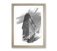 Flatiron Building New York City Vol.5 V1 Modern Framed Wall Art Print, Ready to Hang Picture for Living Room Bedroom Home Office Décor, Oak A4 (34 x 25 cm)