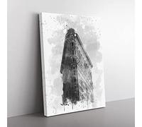 Flatiron Building New York City Vol.5 V4 Modern Canvas Wall Art Print Ready to Hang, Framed Picture for Living Room Bedroom Home Office Décor, 76x50 cm (30x20 Inch)