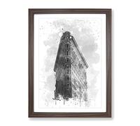 Flatiron Building New York City Vol.5 V4 Modern Framed Wall Art Print, Ready to Hang Picture for Living Room Bedroom Home Office Décor, Walnut A2 (64 x 46 cm)