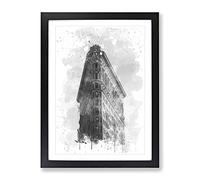 Flatiron Building New York City Vol.5 V4 Modern Framed Wall Art Print, Ready to Hang Picture for Living Room Bedroom Home Office Décor, Black A4 (34 x 25 cm)