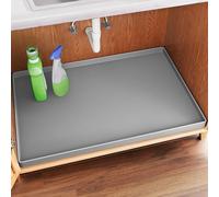 FLATO Waterproof Under Sink Mat 34" x 19" Shelf Liner for Kitchen and Bathroom, Cabinet Protector, Organizers and Storage, Flexible Silicone Drip Tray