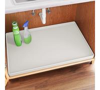 FLATO Waterproof Under Sink Mat 34" x 19" Shelf Liner for Kitchen and Bathroom, Cabinet Protector, Organizers and Storage, Flexible Silicone Drip Tray