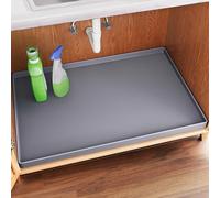 FLATO Waterproof Under Sink Mat 34" x 22" Shelf Liner for Kitchen and Bathroom, Cabinet Protector, Organizers and Storage, Flexible Silicone Drip Tray