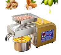 flatpincololee New 1100W Electric Oil Press Machine, Hot & Cold Press Oil Machine for Home & Commercial, Automatic Oil Extractor for Walnut Olive Kernel Peanut Sesame Sunflower Seeds Soybean -Yellow