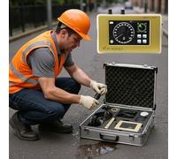 flatpincololee New F999A Underground Pipe Leak Detector, English Touch Screen, Deep Up To 4M/13ft, w/Earphone & Indoor Outdoor Probe & Alloy Storage Box, for Water Leakage Construction Pipelines