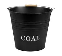 Flatro Coal Bucket for Fireplaces | (Pack of 2) 12L Metal Bucket for Hot Ashes (with Wooden Handle) | Does the Job Well for Coal, Wood, Ashes, Kindling & More
