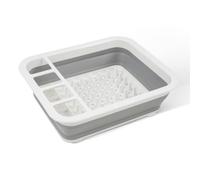 Flatro Foldable Dish Drainer Rack | Collapsible & Portable Cutlery Dryer with Utensil Holder | Space Saving TPR & PP Draining Rack | Plastic Sink Drying Rack for Plates, Cups, Pots & Pans