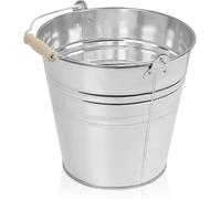 Flatro Metal Bucket - 10 Liter Strong Galvanized Steel Bucket with Wooden Handle for Cleaning, Garden Storage, Hot Ash, Garden Waste, Drink Cooler Buckets for Multipurpose Uses