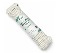 Flatro Washing Line Rope for Clothesline | 15M Soft Braided Natural Cotton Clothes Line for Outside | 4mm Thick Strong Washing Line Rope Cord | Snag & Tear Resistant Washing Lines Outdoor (15M)