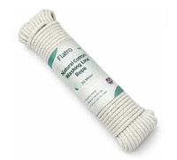 Flatro Washing Line Rope for Clothesline | 30M Soft Braided Natural Cotton Clothes Line for Outside | 4mm Thick Strong Washing Line Rope Cord | Snag & Tear Resistant Washing Lines Outdoor (30M)