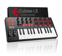 Flatsons KB-25mini USB MIDI Keyboard Controller 25 Keys, Professional Music Production with Mod/Pitch Wheel, 8 Drum Pad, Arpeggiator, Portable Beat Maker for All Software (Licensed Cubase Included)