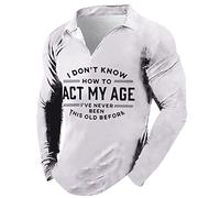 Flattering Tops Hide Tummy Mens Blouses and Tops Birthday Gifts for Men Camping Male Autumn and Winter Zipper Up Shirt Lapel Retro Daily Business Street Letter Long Sleeve Top Clearance Bargains