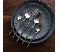 Flatware Cutlery Set,Small Waist Series Silver Knife and Fork Spoon 304 Stainless Steel Tableware Hotel Steak Knife (16 Piece Set for 4)