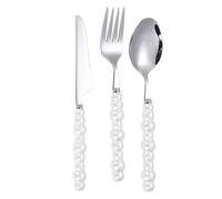 Flatware Cutlery Set Spoons Forks Knifes Utensils Tableware Sets with Ceramic Pearl Handles for Home Restaur Hotel R Home Restaur Hotel Pearl Cutlery SetPearl Flatware