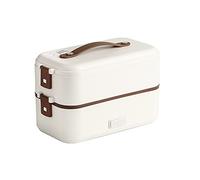 Flatware Electric Lunch Box 1L Portable Food Warmer For Home Thermal Lunch Box With Removable Food-Grade Stainless Steel Container Heated Lunch Box For Office School (White, 2-layer)