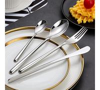 Flatware Sets 16PCS Western Cutlery Set 18/8 Stainless Steel Silver Cutlery Set Good Mirror Luxury Dinner Set Knife Spoon Fork Tableware Stainless St