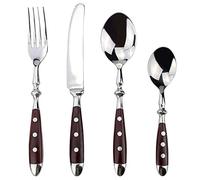 Flatware sets 24pcs Classic Elegant Resin Rivet Handle Style Stainless Steel Western Cutlery 4 In 1 Set Delicate Utensils Dinnerware For Home Stainless Steel (Color : 24pcs Black) (24pcs Bl (24pcs W