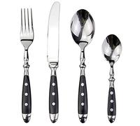 Flatware sets 24pcs Classic Elegant Resin Rivet Handle Style Stainless Steel Western Cutlery 4 In 1 Set Delicate Utensils Dinnerware For Home Stainless Steel (Color : 24pcs Black) (24pcs Bl (24pcs B