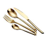 Flatware Sets 24Pcs Gold Cutlery Knife Fork Luxury Stainless Steel Flatware Set Service Six Western Metal Tableware Set Home&Restaurant Stainless Ste