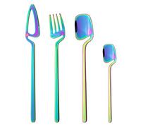 Flatware Sets 24Pcs/Set Colorful Dinnerware 18/10 Stainless Steel Cutlery Set Knife Fork Coffee Spoon Tableware Set Bar Flatware Silverware Set