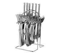 Flatware Sets Cutlery Set for 24pcs Stainless Steel 24 Piece Rack Gift (24piece) Serving 6 People (Size : zilver 24piece)