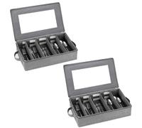 Flatware Storage Box 2 Pack, Silverware Storage Box Case Chest with Adjustable Dividers, Cutlery Storage Holder with Zipper Lid for Organizing Cutlery, Utensil, Flatware, Knives, Large Capacity Gray
