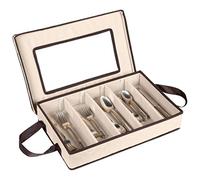 Flatware Storage Case - Tableware Utensil Chest - Durable 5 Compartment Silverware Container with Removable Lid and Easy to Carry Handles - Large Capacity Keeps Your Cutlery Organized and Protected