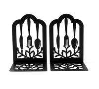 Flatware Style Metal Book Ends, 2 PCS Decorative Bookends Creative Chef Heavy Duty Books Holder for Home School Office Library Kitchen, Classroom Desk Shelves Stand