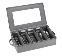 Flatware Utensil Storage Case, Silverware Storage Box Chest with Adjustable Dividers, Cutlery Storage Holder with Zipper Lid for Organizing Cutlery, Flatware, Knives, Large Capacity Gray