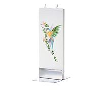 Flatyz Hand Painted Flat Candle | Unscented, Dripless, Smokeless, Decorative | Hummingbird | Double Wick with Metal Base | Unique Gift Idea and Home Décor Accent