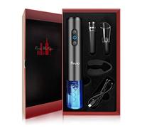 Flauno 6 in 1 Electric Wine Opener Rechargeable, Electric Corkscrew Wine Opener Battery Operated, Premium Wine Gifts Set with Foil Cutter, Vacuum Wine Stopper, Wine Aerator Pourer, USB C Charger