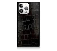 FLAUNT Official Square Protective Case - Compatible with iPhone 15 Pro Max - Compatible with MagSafe - Drop-Tested & Shockproof - The Official Square Phone Case (Black Crocodile)