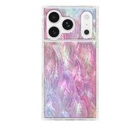 Flaunt Official Square Protective Case - Compatible with iPhone 17 Pro - Compatible with MagSafe & Wireless Charging - Drop-Tested & Shockproof - (Pink Mother of Pearl)