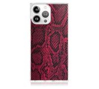 FLAUNT Square Protective Case - Compatible with iPhone 15 Pro - Compatible with MagSafe & Wireless Charging - Stylish Drop Tested Shockproof Phone Case - The Official Square Phone Case (Red Python)