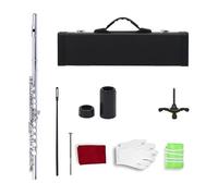 Flauta de estudiante 16 Closed Hole Flute C Key White Copper Concert Woodwind Instrument Accessories(10)