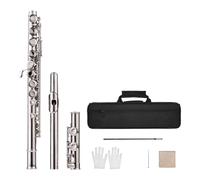 Flauta de estudiante Flute Nickel Plated 16 Hole C Key White Copper Woodwind Instrument