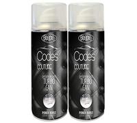 Flava Car Air Freshener Turbo Can Spray - Codes (Pack of 2) Perfume Inspired Scent - Strong, Long Lasting Air Freshener Spray - Odour Eliminating Dry Mist Fragrance for Car Truck or Van - 400ml