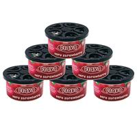 Flava - Original Tin, Air Freshener Tin for Cars, Very Strawberry - 60 Days Long Lasting Fragrance, Fresh Smelling Scent, Eliminates Odour - Perfect for Home & Office - Pack of 6