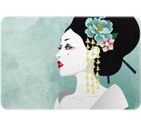 Flavas Bath Mat Rug Bathroom Absorbent Quick Dry Rubber Backed Bath Rugs Mats Non Slip 36x24 Inchch Blue Watercolor Japanese Woman Geisha