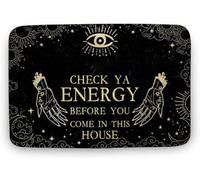 Flavas Check Ya Energy Before Enter This House,Mat for Tarot Reading Lovers,Home Indoor Mat,Decor Home,Indoor Doormat,Front Back Door Mat,Coral Velvet Doormat 30x18 Inch