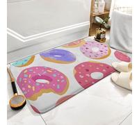 Flavas Donuts White Bath Mat Super Absorbent Fast Drying Non-Slip Washable Indoor Soft Bathroom Decor Rugs 30x18 Inch