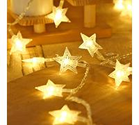 FLAVAS Fairy Lights for Bedroom, Waterproof Battery Operated Star String Lights | 20 LED Star String Lights 10ft Plug-in Fairy Lights for Indoor Outdoor