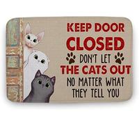Flavas Funny Sassy Cats Keep The Door Close Doormat,Don'T Let The Cat Out Mat,Cat Rug,Cat Lover Gift,Cat Mom,Indoor Doormat,Front Back Door Mat 24x16 Inch