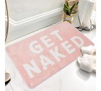 Flavas Get Naked Bath Mat,Non-Slip Microfiber Shower Mat,Cute Absorbent Shower Rug,Funny Bathroom Decor for Bathtub,Pink And White Bathroom Rug,Machine Washable 36x24 Inch