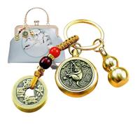 FLAVAS Gourd Keyring, Chinese Zodiac Keyring, Fengshui Silver Gourd Keyring - Brass Gourd Keyring, Lucky Feng Shui Pendant, Silver Zodiac Keyring, Monkey, 1