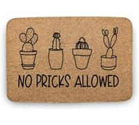 Flavas No Pricks Allowed Funny Doormat,Funny Welcome Mat,Cactus Doormat,Front Door Mat,Gift for Plant Lover,Housewarming Gift,Funny Door Mat Outdoor Decor,Indoor Doormat,Coral Velvet 24x16 Inch