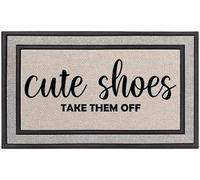 Flavas Outdoor Indoor Doormat Gray Beige Black Rubber Backed Door Mat Cute Shoes Take Them Off Funny Decoration Door Mat 36x24 Inch