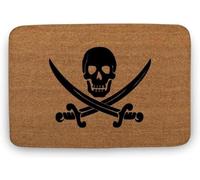 Flavas Skeletal Pirate Doormat,Skeletal Pirate Decor,Skeletal Pirate Decorations,Pirate Doormat,Pirate Door Mat,Pirate Decor,Indoor Doormat,Front Back Door Mat,Coral Velvet Doormat 36x24 Inch