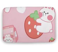 Flavas Strawberry Milk Cartoon Pink Doormat,Kawaii Strawberry Milk Doormat,Pink Doormat,Welcome Doormat,Home Decor,Fun Welcome Mat,Indoor Doormat,Front Back Door Mat 36x24 Inch