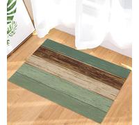 Flavas Vintage Sage Green Brown Gradient Wood Grain Bath Rugs Non-Slip Washable Soft Memory Foam Absorbent Fast Drying Decor Bath Mats Absorbent Mat for Shower Bathroom 36x24 Inch